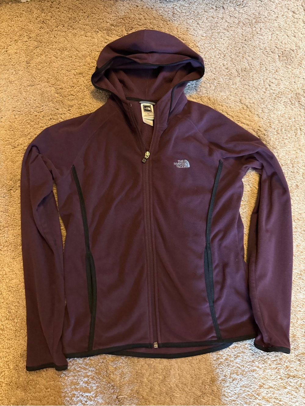 The North Face Plum Full-Zip Hooded Jacket with Black Trim